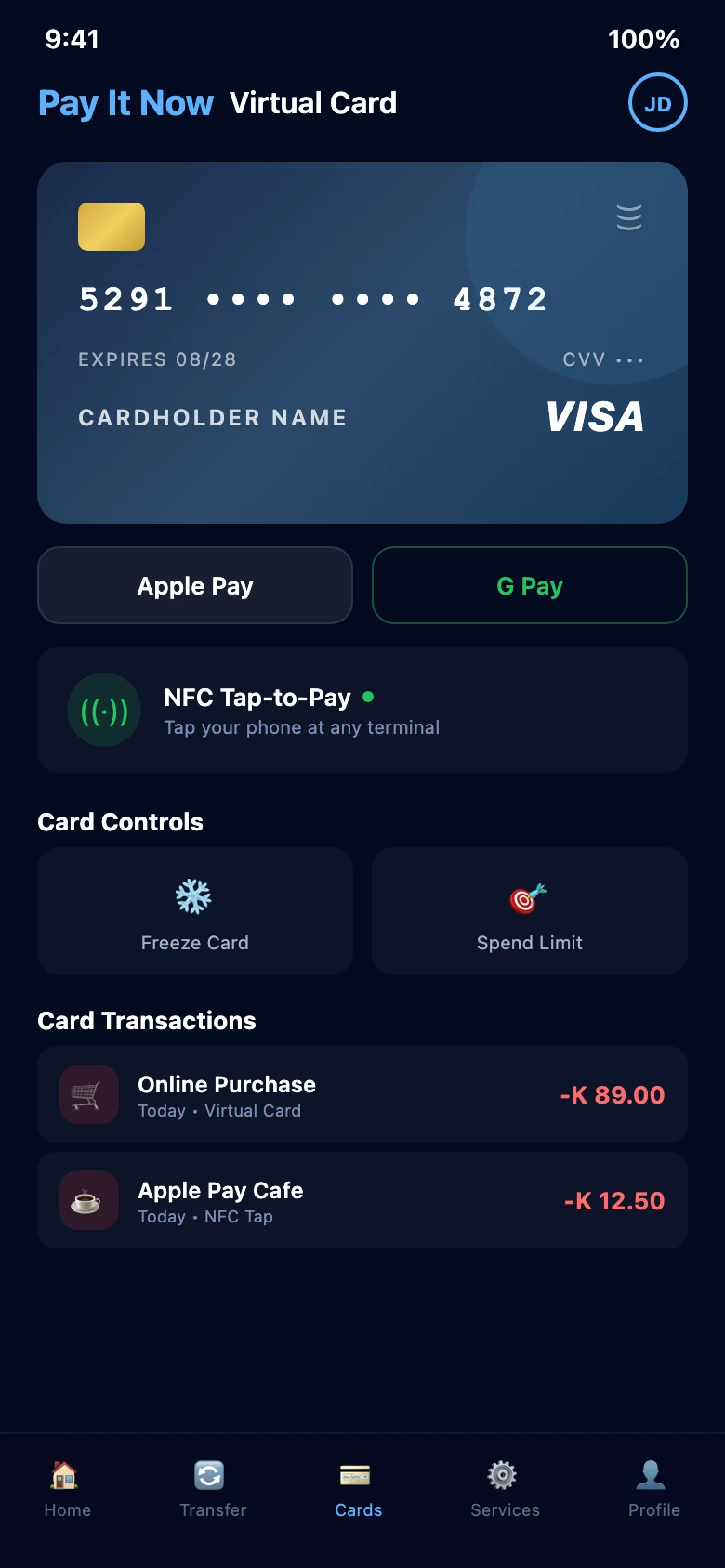 PIN Virtual Card with Apple Pay and Google Pay