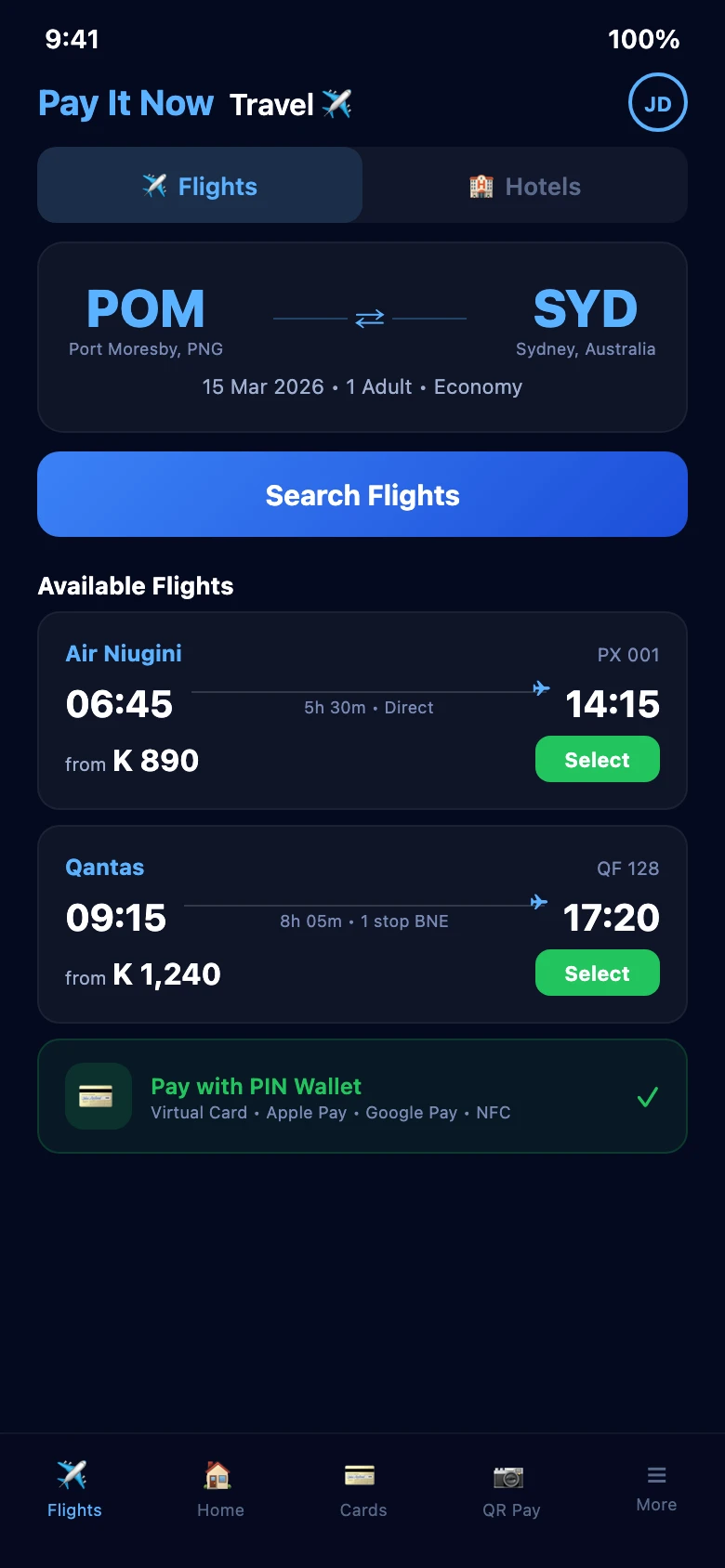 PIN Airline ticket booking